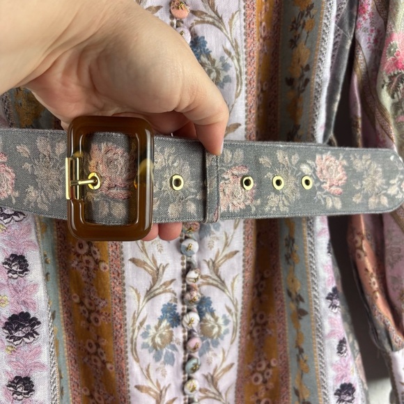 Zimmermann Luminous Linen Mixed Ribbon Stripe Belted Mini Dress US 4 Cocktail - Picture 7 of 12